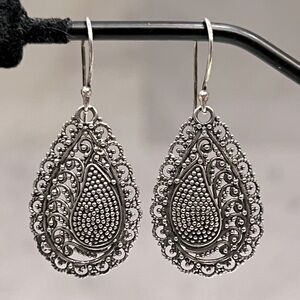 Sterling Silver Swirl Engraved Dangle Earrings
